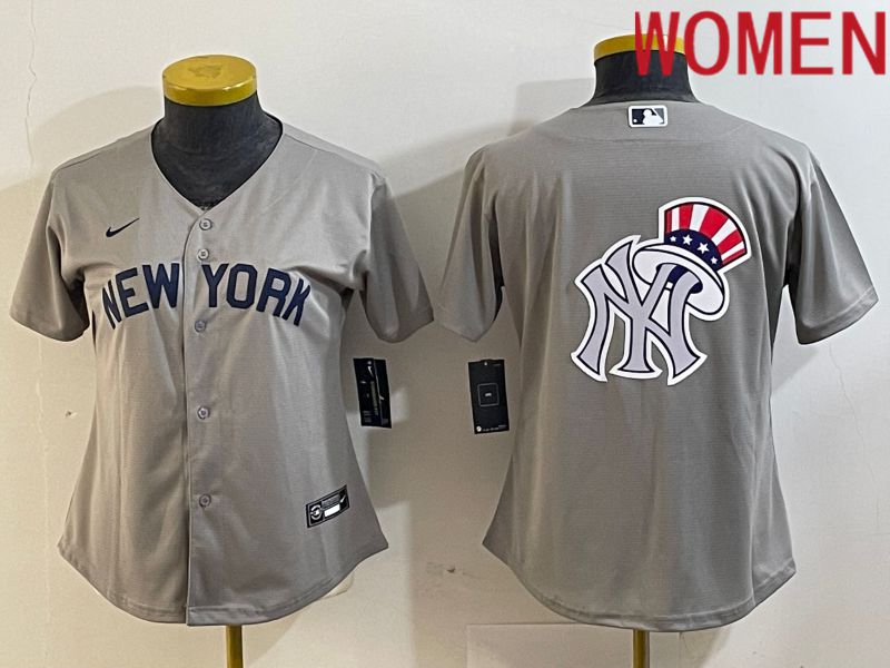 Women New York Yankees Blank Grey Nike Game 2024 MLB Jersey style 4->women mlb jersey->Women Jersey